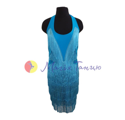 Сукня латина V з бахромою, Колір: Блакитний, Розмір одягу: р. M