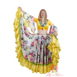 Цыганский костюм (костюм для цыганских танцев) желтый с белым, фото 1