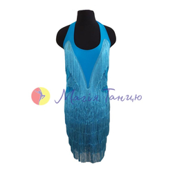 Сукня латина V з бахромою, Колір: Блакитний, Розмір одягу: р. M