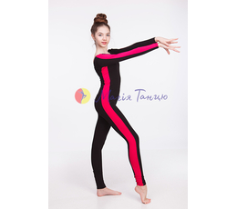 Комбинезон для йоги из хлопка черно-малиновый, фото 1