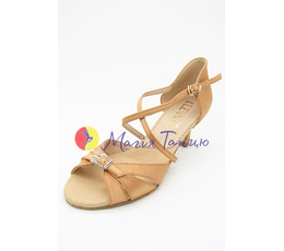 Туфлі для бальних танців жіноча латина "Юлія" атлас загар к5, к7, к9, Высота каблука: к.5, Размер обуви: р. 35