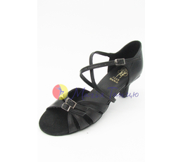 Туфлі для бальних танців жіноча латина Clubdancе Л-27 чорна шкіра, Высота каблука: к.5, Размер обуви: р. 22 (34,5)