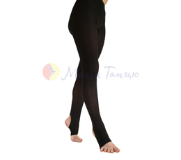 Трико колготки для танців балету гімнастики та хореографії DipSi з отвором під п'ятку чорне, фото 1