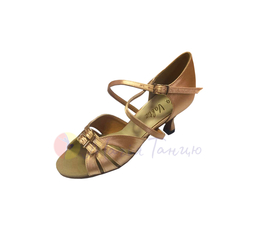 Туфлі для бальних танців жіноча латина Gala Valtz 0505 бежевий сатин, Высота каблука: к.7, Размер обуви: р. 22 (34,5)