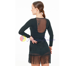 Спідниця-пояс на зав'язках шифонова з бахромою чорна, фото 1