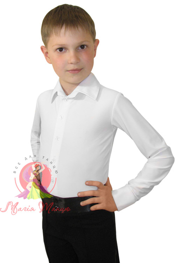 Рубашка для бальных танцев мужская белая, матовый бифлекс (4010), Размер: р. 30