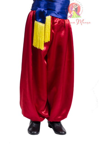 Шаровари червоні із атласу без пояса довжина 88 см, Розмір одягу: р. 84
