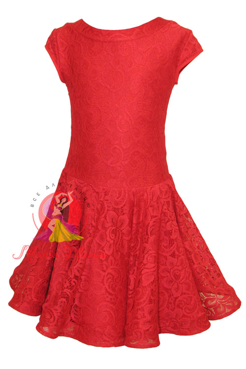 Бейсик (рейтинговое платье) танцевальный Елизавета красный, фото 5