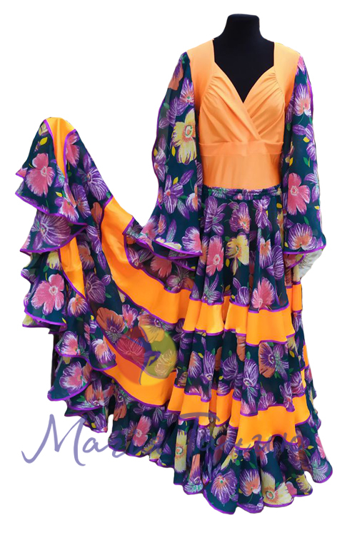 Цыганский оранжевый костюм с фиолетовым