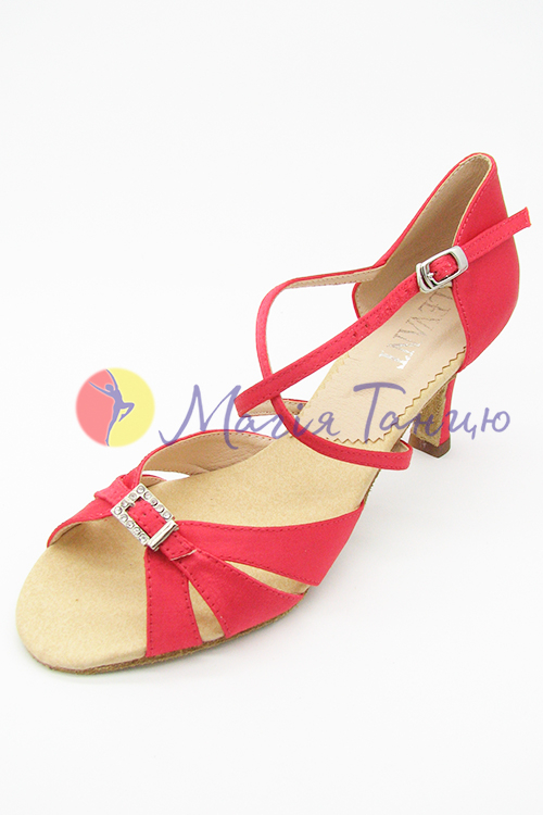 Туфлі жіноча латина Levant "Юлія" (червоний сатин), Висота підбору: к.7, Розмір взуття: р. 40